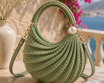 Wave Pattern Crochet Purse Pattern PDF, DIY Shoulder Bag Tutorial (German/English)