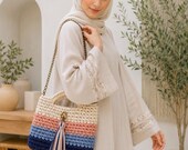 Colorful Crochet Tote Bag Pattern PDF – T-Shirt Yarn Handbag Tutorial – Modern Handmade Shopper Bag