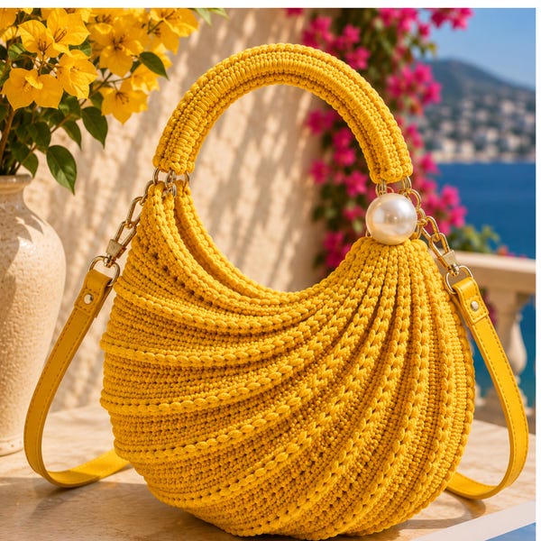 Wave Pattern Crochet Purse Pattern PDF, DIY Shoulder Bag Tutorial (German/English)