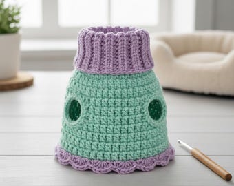 Crochet Cat Sweater Pattern | Ribbed Turtleneck, Customizable Vest (PDF Pattern)