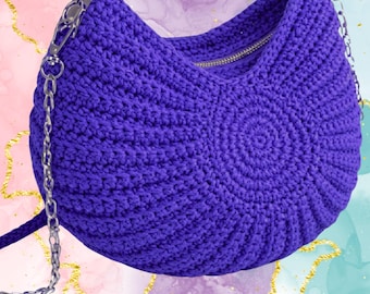 Crochet Shell Bag Pattern with Zipper | Modern Macramé Handbag Tutorial PDF
