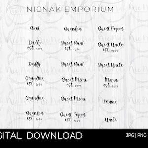 Expectant Family in Five Fonts jpg| svg | png  | Digital Download | Instant Download | Text | Script