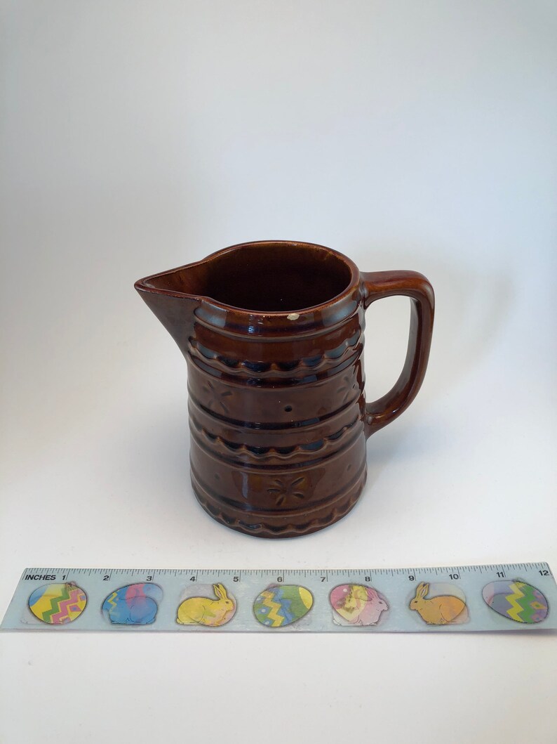 Vintage Marcrest Brown Daisy Dot Stoneware Pitcher Etsy