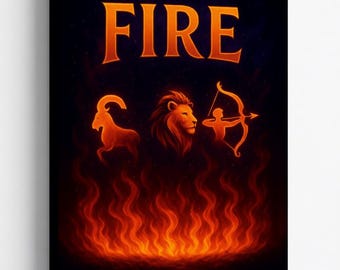 Fire Element Zodiac Print – Aries, Leo, Sagittarius (Digital Download)