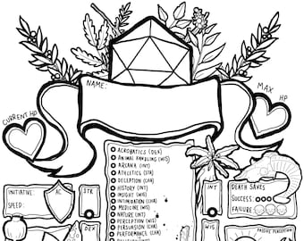 4 Page Dnd Illustrated Character Sheet - 5E Printable PDF - Etsy
