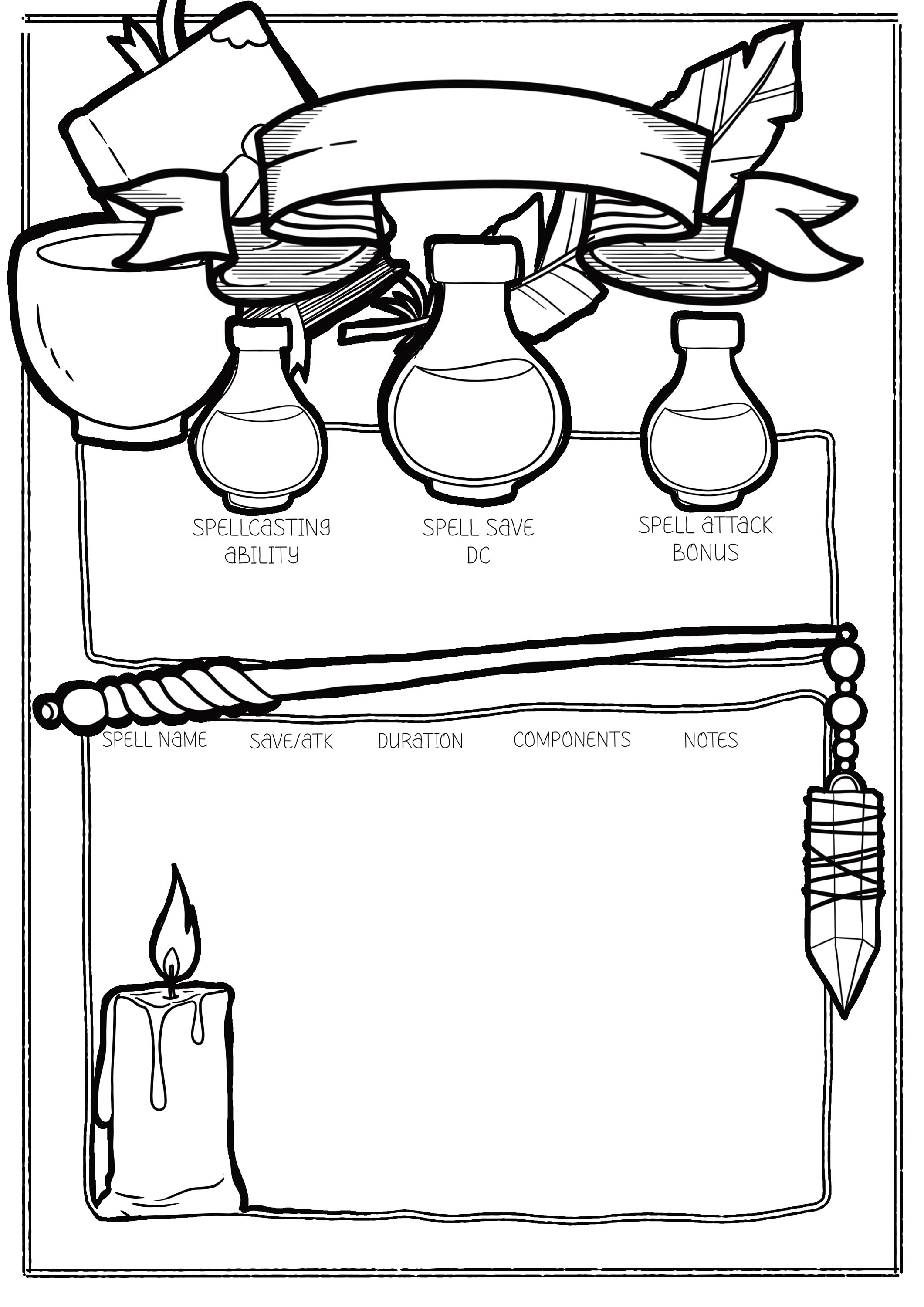 4 Page Dnd Illustrated Character Sheet - 5E Printable PDF - Etsy