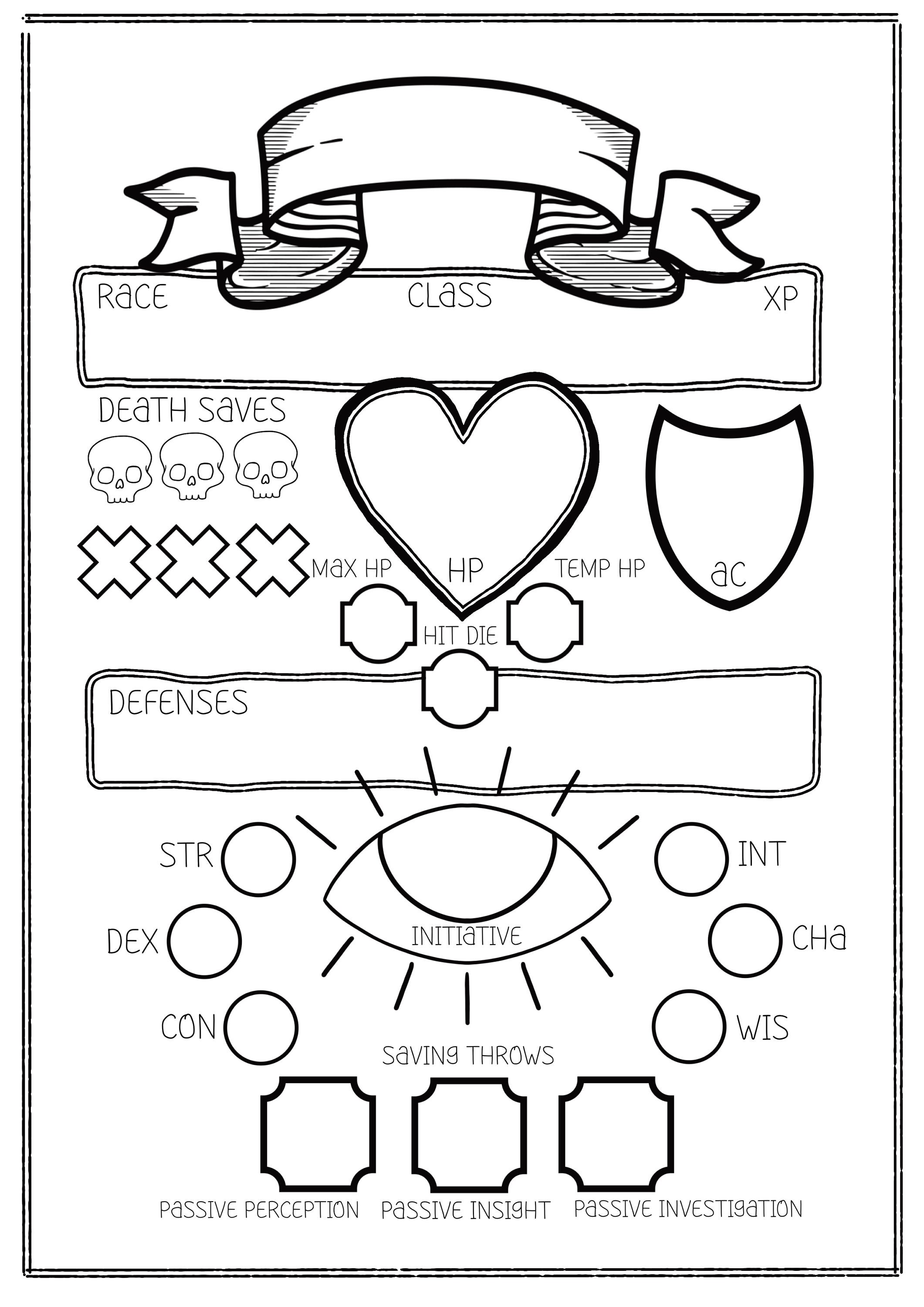 4 Page Dnd Illustrated Character Sheet - 5E Printable PDF - Etsy