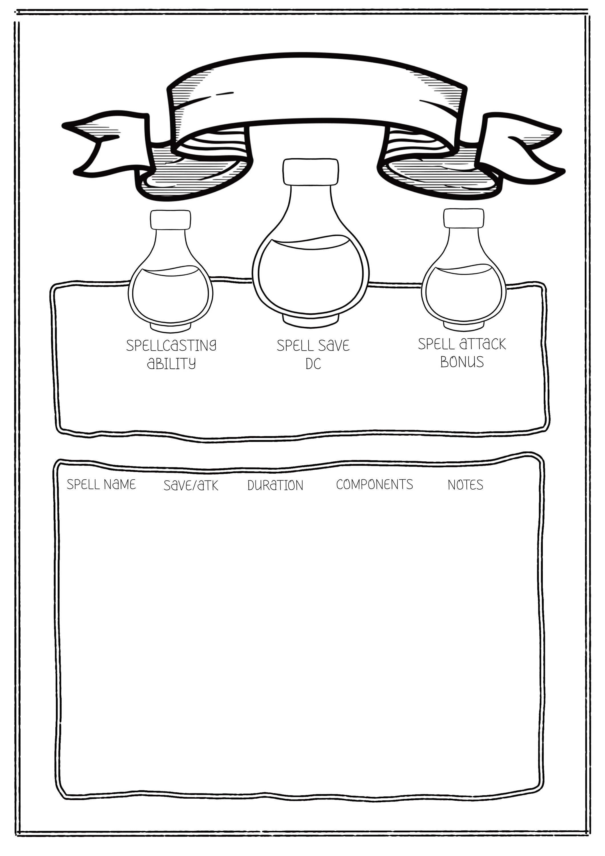 4 Page Dnd Illustrated Character Sheet 5e Printable Pdf Etsy