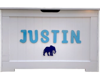 Large personalized wooden toy box or wooden elements only by Daisy Fields.