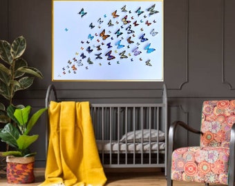 Real looking butterflies. Paper collage Art. Modern Wall decor. Handmade gift. Personalized Art. Home decor. Wall art. 3D butterflies.