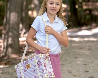 Timeless Design Suitcases by Daisy Fields - Flower Printed Beige - Perfect for 1-3 Days Weekend Get-Away - Cabin Luggage
