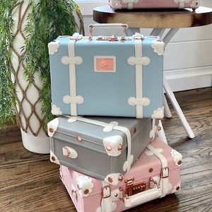 DAISY FIELDS baby aandenkendoos, roze, geheugenkoffer, koffer geheugendoos, vintage koffer - elegante babyshower cadeau