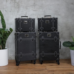 Nieuwe collectie - zwarte eigentijdse bagageset van 2 stuks 20" + 12" met spinnerwielen en TSA-sloten - door Daisy Fields - ontworpen in Spanje
