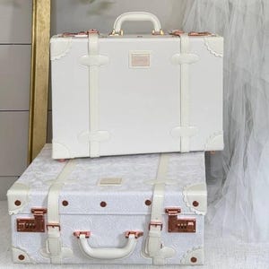 Coffret de Mariée – French Wedding Keepsake Trunks | 18&quot; & 20&quot; Heirloom Storage for Dress, Shoes, Veil | Personalized Bridal Memory Chest