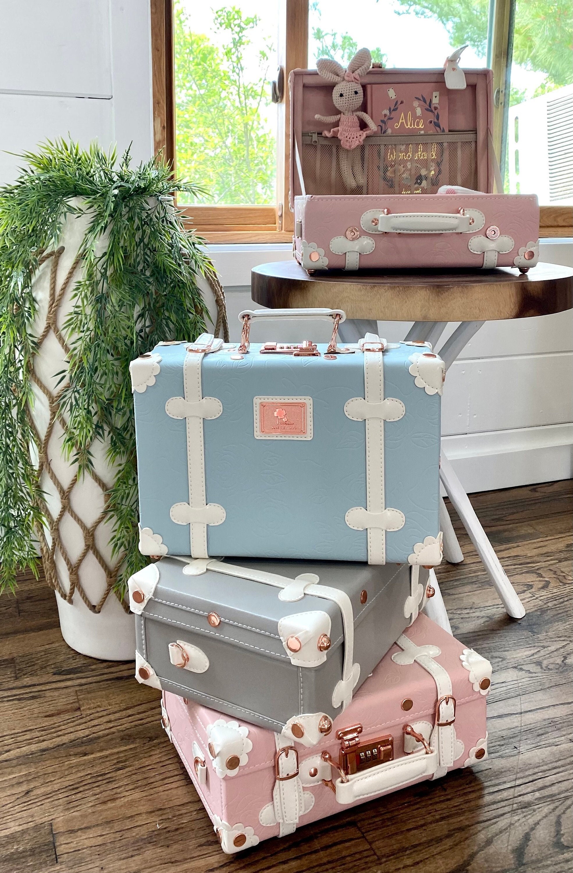 Cute vintage suitcases sales