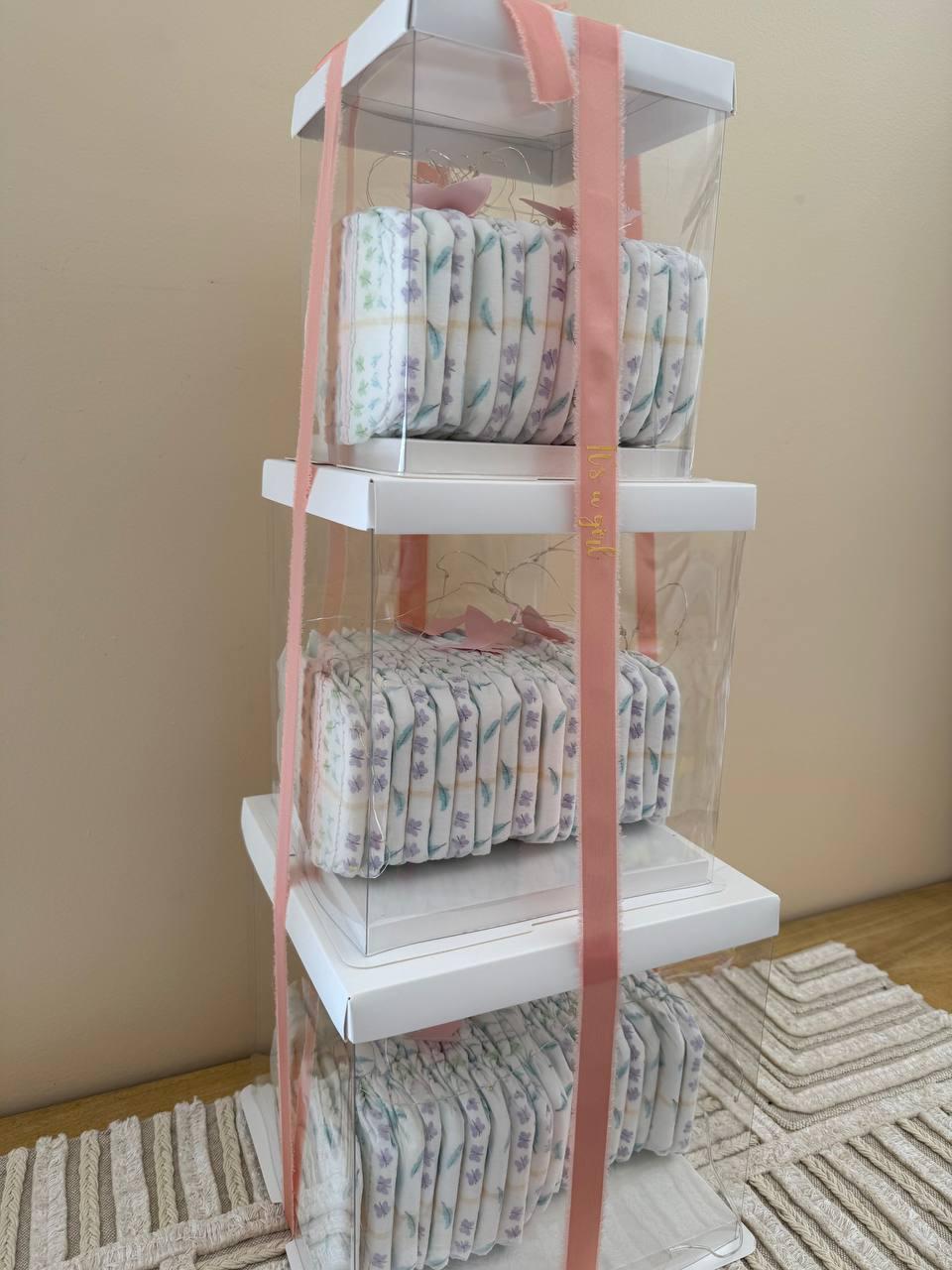 The Diapercake Box – Exclusive Three-layer Diaper Tower | Premium Baby ...