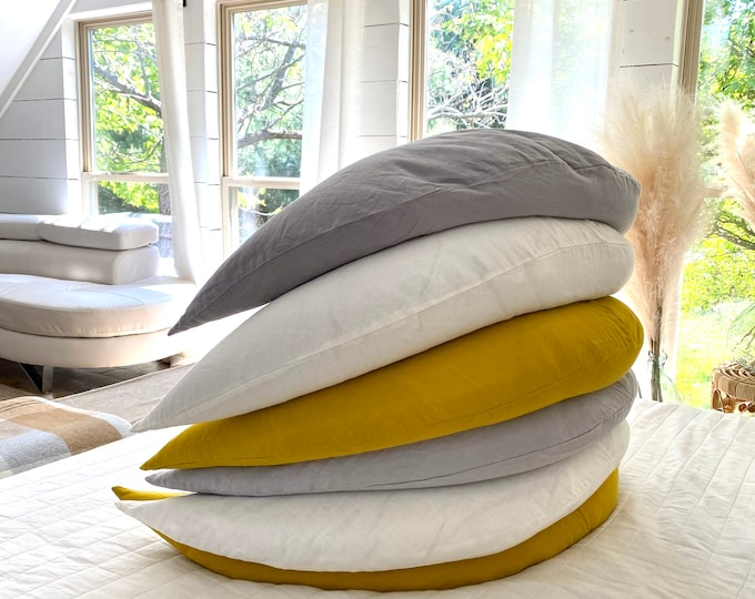Natural Moon-shaped Body Pillow - Adjustable Buckwheat Support for Adults