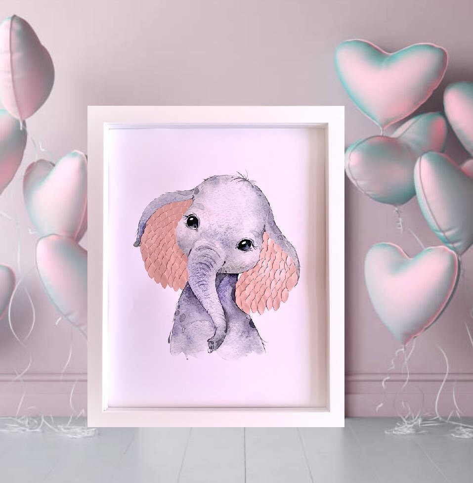 Cut PAPER & WATERCOLOR ANIMAL art 3D Nursery Wall Art 11x14 | Etsy