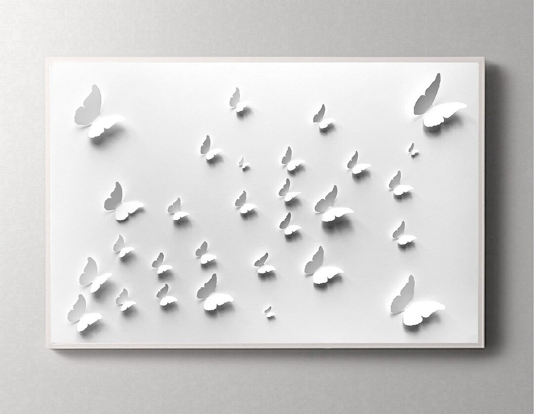 Butterfly Art. Butterfly Framed Art. White Butterflies. Home Decor
