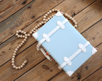 Baby boy keepsake trunk. Marine Blue Collection. Sky Blue. Keepsake suitcase. Designed in Spain. By Daisy Fields