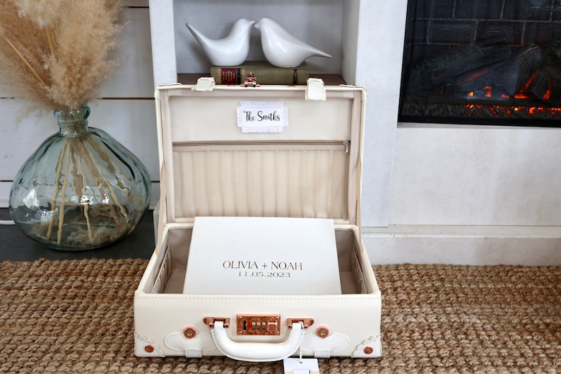 Personalized wedding keepsake box. Wedding petite trunk. Keepsake suitcase. Designed in Spain. By Daisy Fields