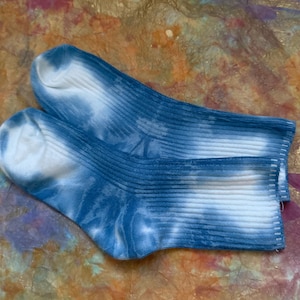 Hand-Dyed Indigo Socks | Natural Indigo Tie-Dye | Minimalist Women’s Socks | Small Batch Artisan Socks | Indigo Drift | The Veronicas Studio