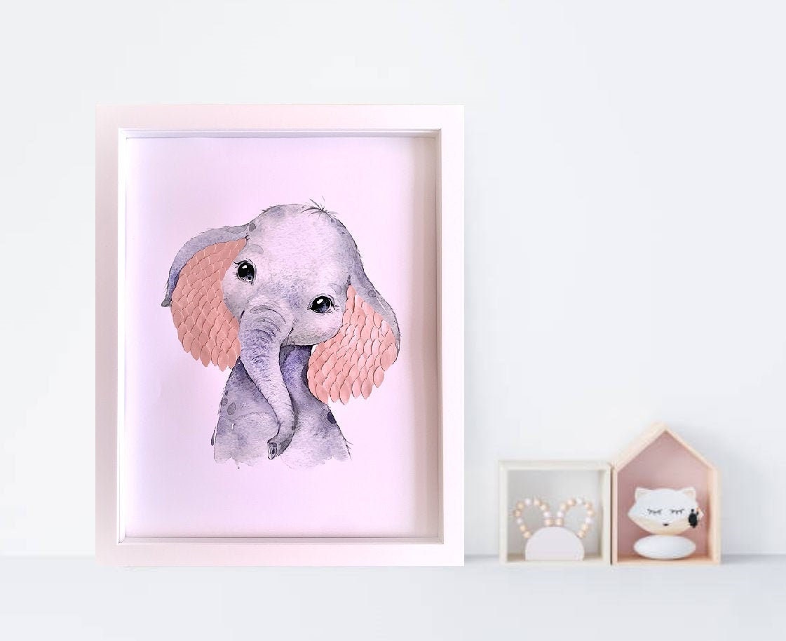 Cut PAPER & WATERCOLOR ANIMAL art 3D Nursery Wall Art 11x14 | Etsy