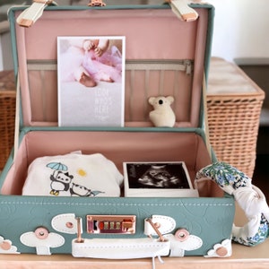 Emerald Green - Personalized Baby Keepsake Box, Memory Case, Suitcase Memory Box, Vintage Suitcase - Elegant Baby Shower Gift