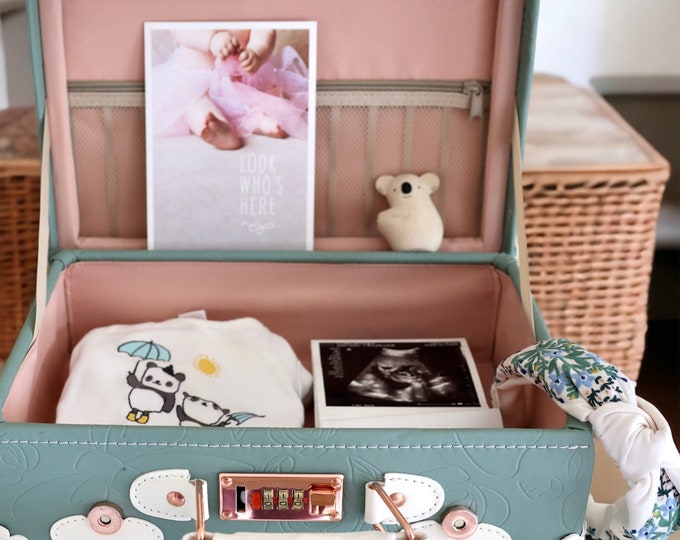Emerald Green Personalized Baby Keepsake Box, Memory Case, Suitcase