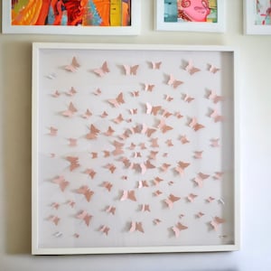 Butterfly art. Butterfly framed art. Ombre pink butterflies. Home decor. Wall art. 3D butterflies.