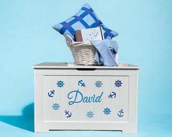 3D personalized toy chest in nautical design