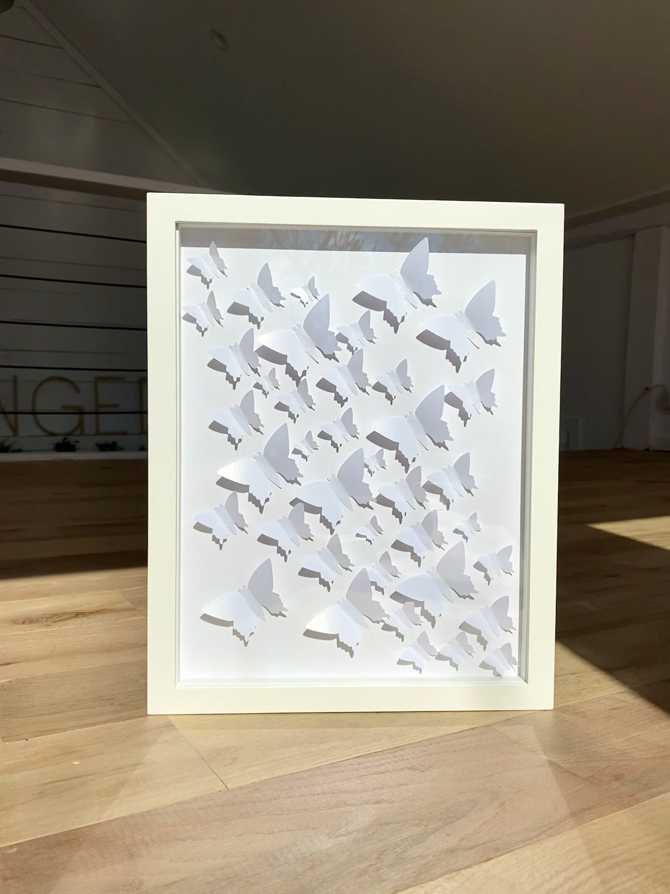 Butterfly art. Butterfly framed art. White butterflies. Home Etsy