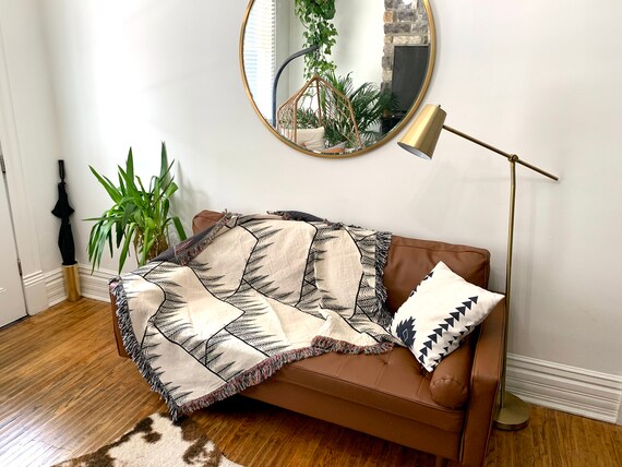 Jeté De Canapé Bohème Géométrique Noir - Home Deco - 160 Cm - Fabriqué En France