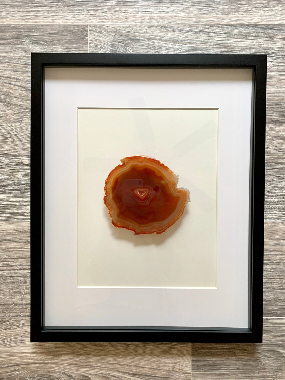 Red 16x20 agate geode slice in frame. Framed geode wall art. Etsy