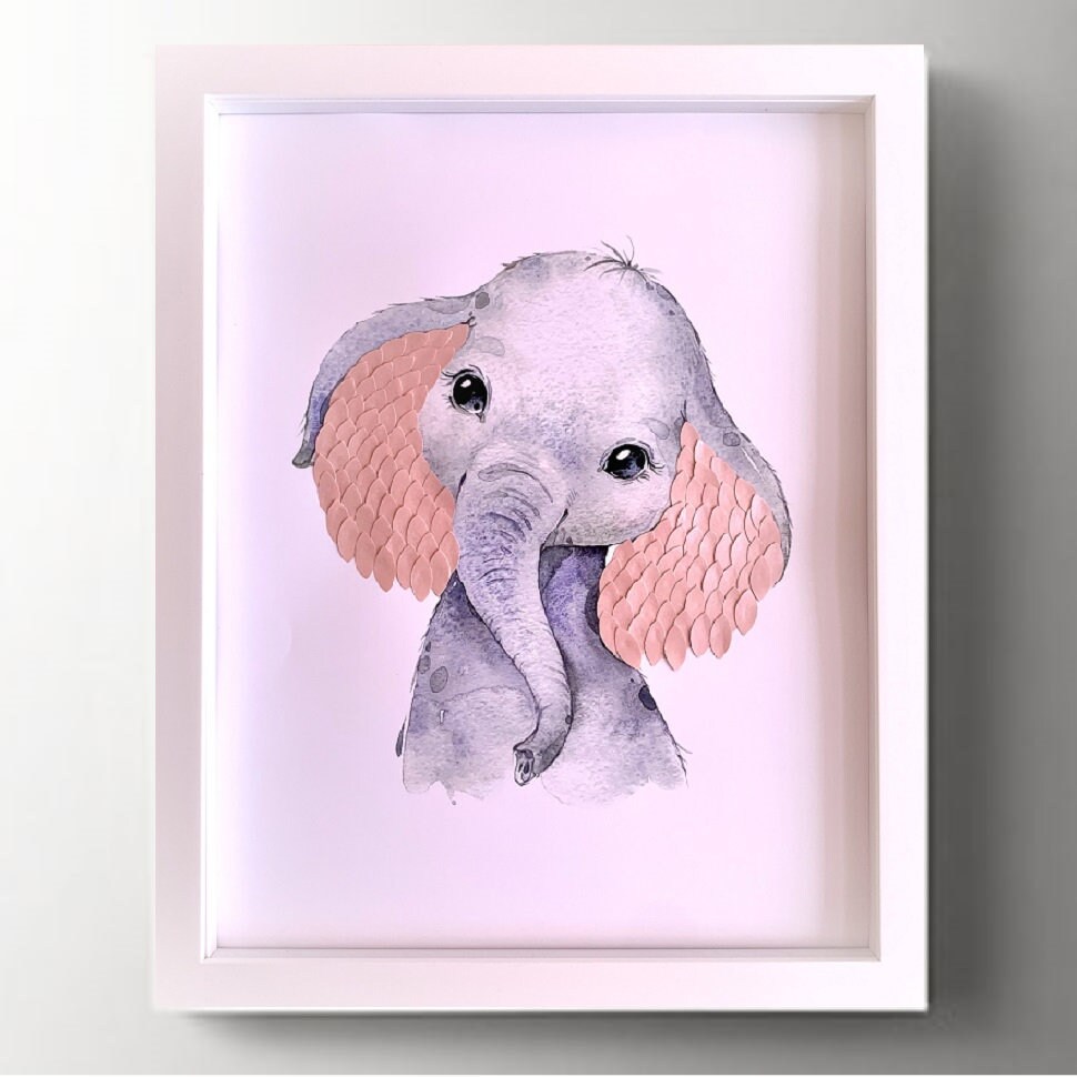 Cut PAPER & WATERCOLOR ANIMAL art 3D Nursery Wall Art 11x14 | Etsy