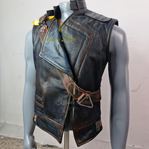 Leather vest with leather belt with pad inspired by cal kestis Jedi survivor