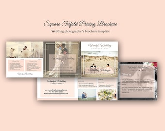 Wedding Trifold Pricing Brochure | Wedding Photography Brochure Template | 5X5 - Instant Instant download