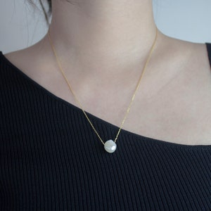 Single freshwater pearl necklace • Gold plated 925 sterling silver • Real pearl • Wedding • Bridesmaid gifts • Gift for mom