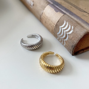 ELIZABETH - gold, silver, 18k gold over 925 sterling silver, bevel slashes ring, chunky ring, stackable ring, free gift package and card