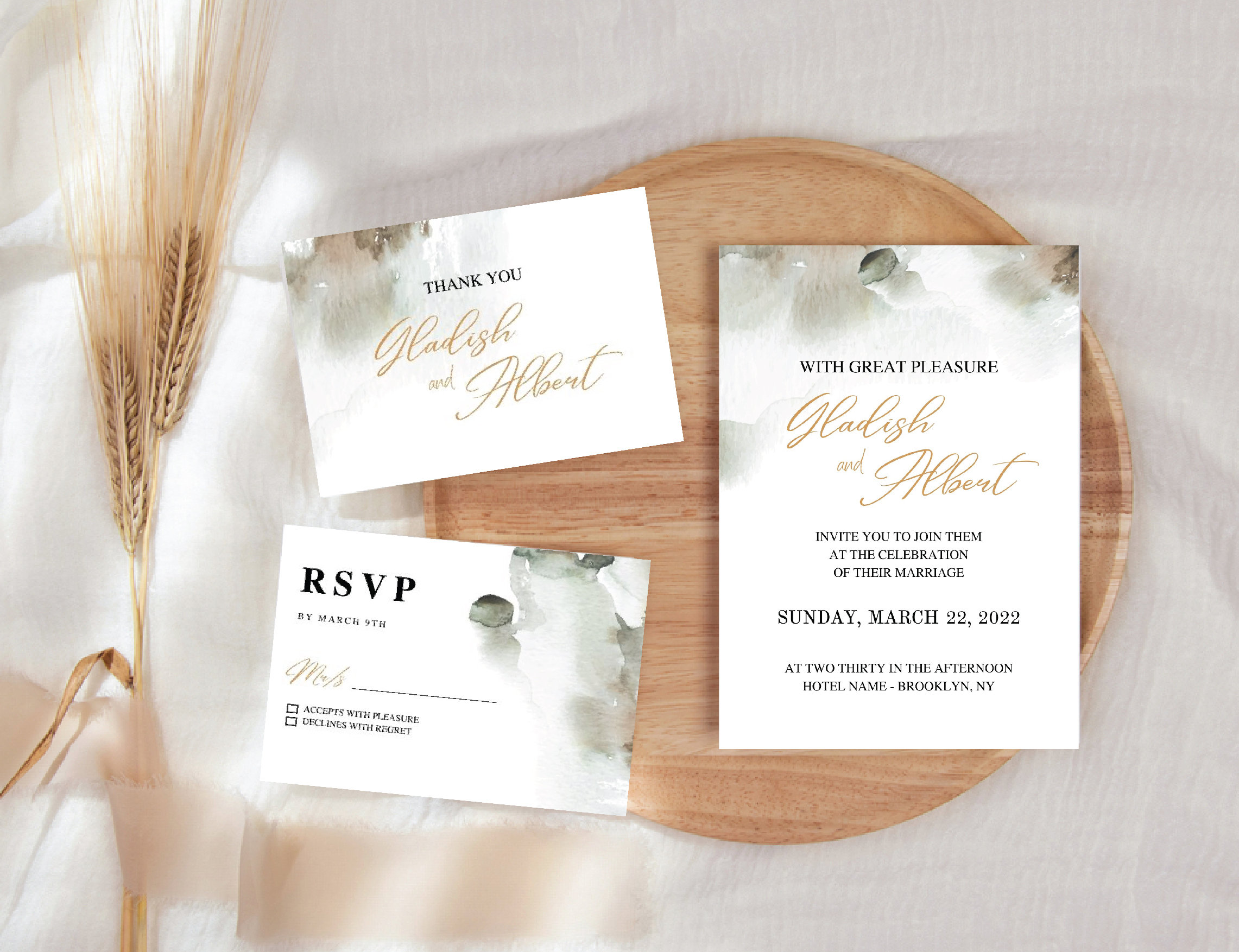 Wedding Invitation Template Editable In Canva Elegant Etsy