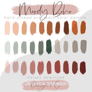 Procreate Palette | Handpicked Color Swatches | Moody Boho | iPad Lettering | Digital Illustration | Procreate Tool | Digital Art