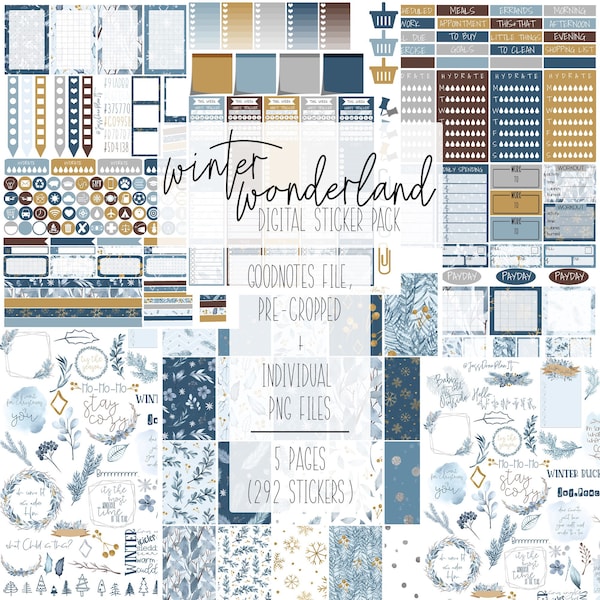 Winter Wonderland Digital Planner Stickers | Winter Stickers | Christmas Stickers | Christmas Planner | 292 Stickers Goodnotes 5 Pre-Cropped