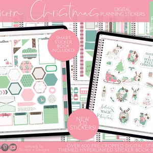 Unicorn Christmas Digital Planning Stickers | 600+ Stickers | Planner Stickers | Winter Stickers | Goodnotes 5 File Pre-cropped | Clipart