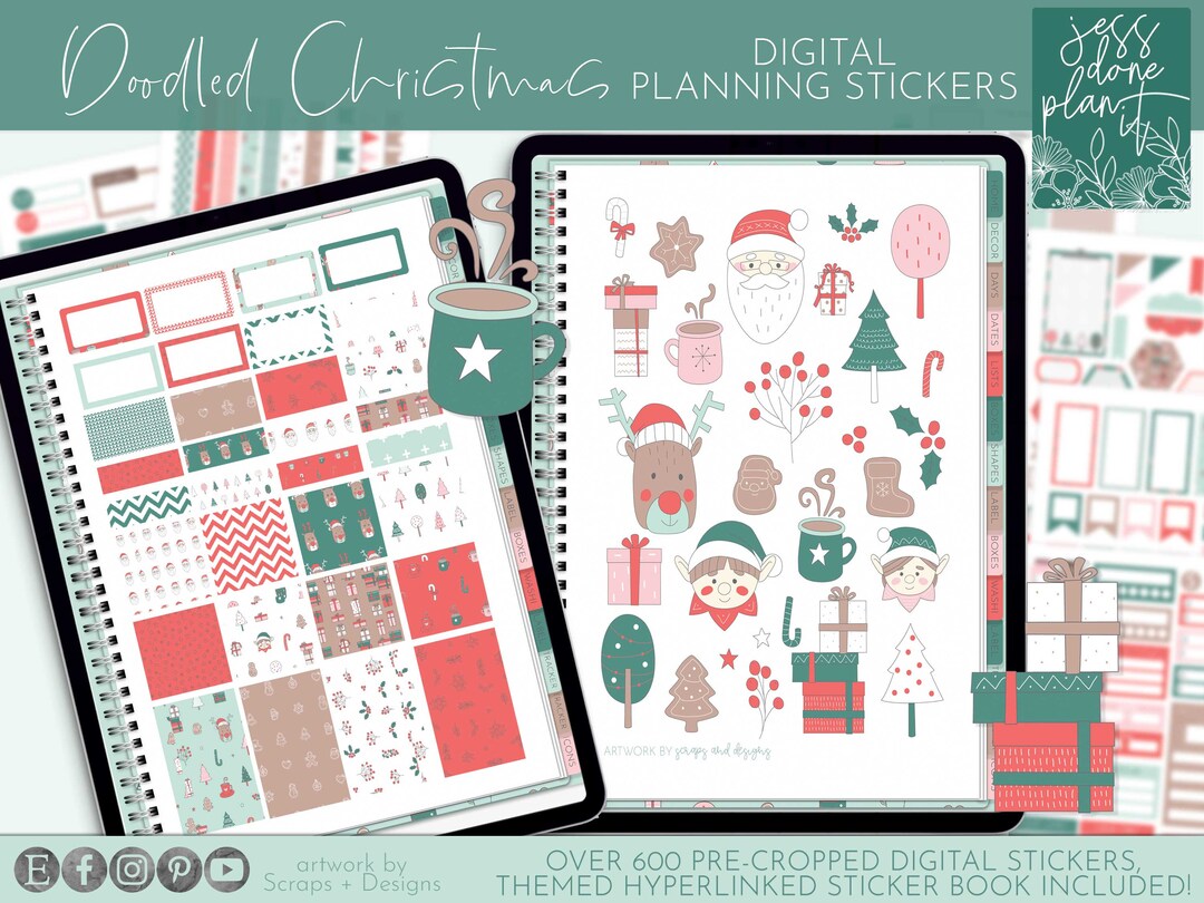 Cute Christmas Digital Planning Stickers 600 Stickers Digital Planner ...