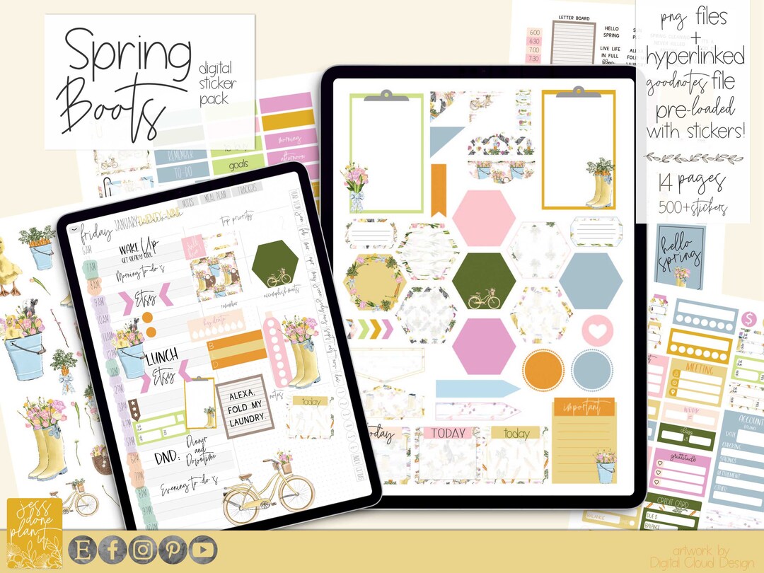 500 + Aesthetic Spring Digital Planner Stickers | Digital Planner ...