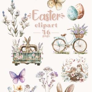Easter Watercolor Clipart Set - Neutral Easter Clipart, Adorable Easter ...