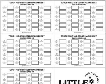 168-Color Marker Set by Touch MiGo Swatch Card Printable | Alcohol Markers Swatch Card
