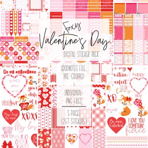 Valentine&#39;s Day Digital Planner Stickers | Planner Stickers | PNG | JPG | 257 Stickers | Goodnotes5 File Pre-Cropped | iPad Planner
