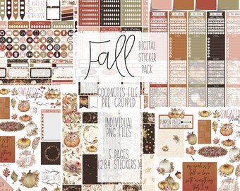 Fall Sticker Pack | Fall Stickers | Digital Planner Stickers | 284 Stickers | Goodnotes5 File Pre-Cropped | PDF Stickers | PNG | JPG