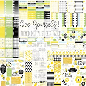 Bee Yourself Digital Planner Sticker Pack | 245 Stickers | Honey Bee | Bee stickers | Summer Stickers | Goodnotes5 File Pre-Cropped | PDF